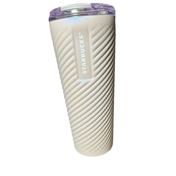 Starbucks Lilac Coffee Tumbler 16oz Shiny Textured Swirl Grip UNUSED - Picture 2 of 7
